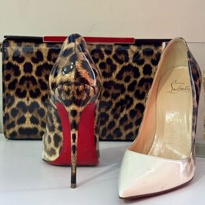 Christian Louboutin Leopard Patent Leather Clutch. Medium.